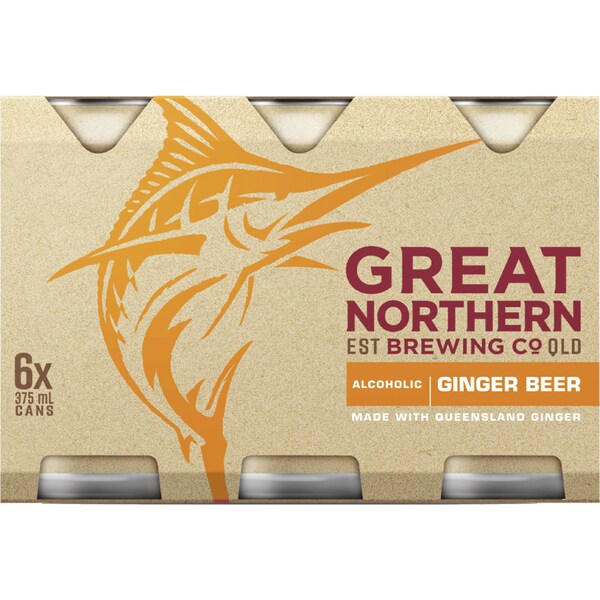 Great Northern Brewing Co Ginger Beer Cans 375mL x 6 Pack