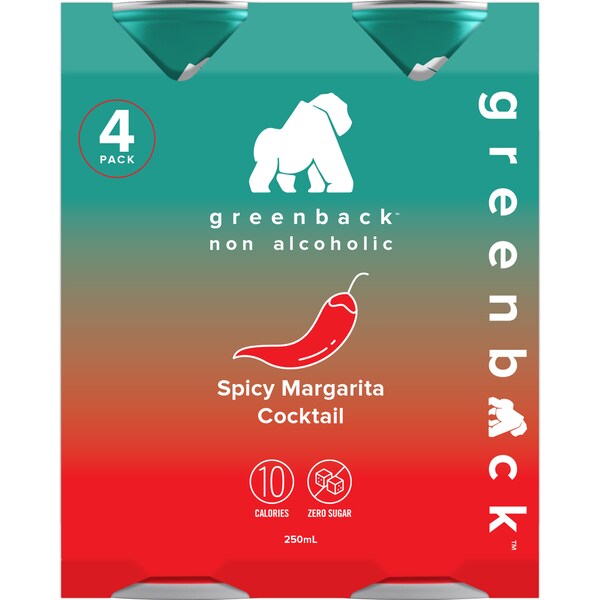 Greenback Non Alcoholic Spicy Margarita Cocktail 250ml x 4 Pack