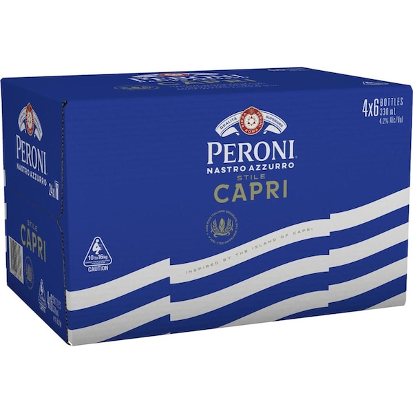 Peroni Nastro Azzurro Stile Capri Bottles 330ml x 24 Case