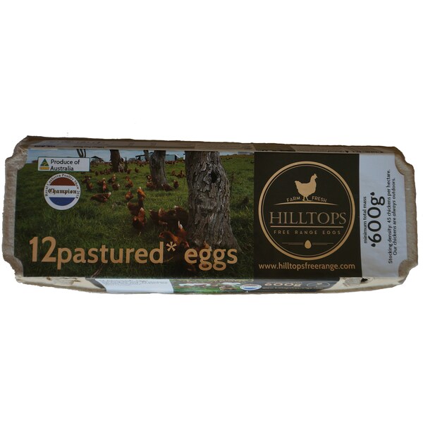 Hilltops 12 Free Range Eggs 600g