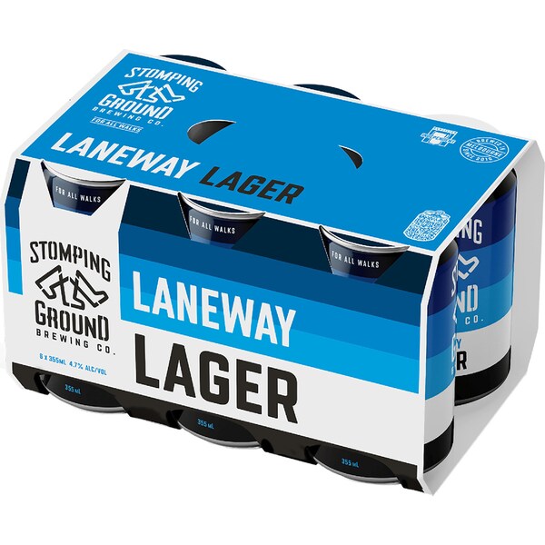 Stomping Ground Laneway Lager Cans 355mL x 6 pack