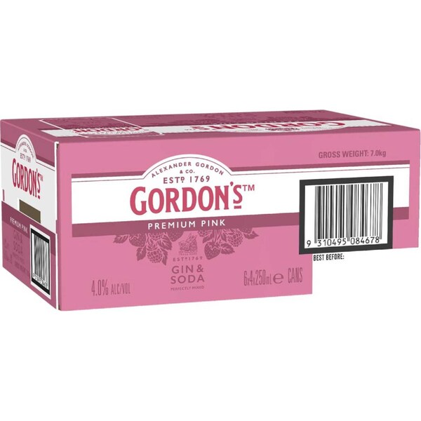 Gordon's Pink Gin & Soda Can 6x4x250ml