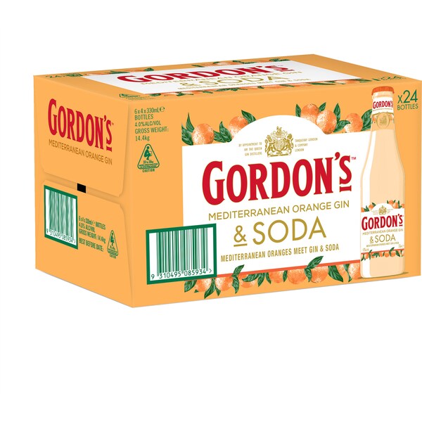 Gordon's Mediterranean Orange Gin & Soda 330mL x 24 case