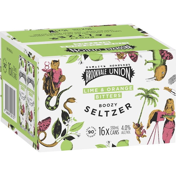 Brookvale Union Lime & Orange Bitters Boozy Seltzer Cans 330mL x 16 case