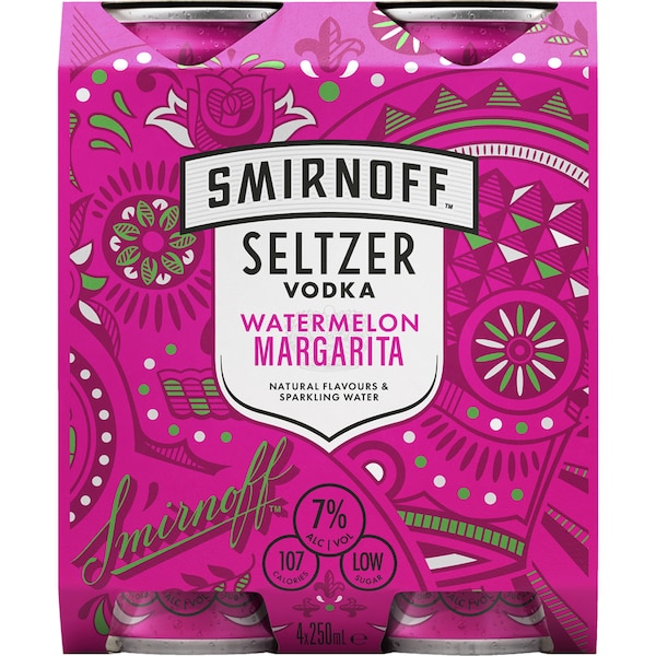 Smirnoff Cocktail Watermelon Seltzer 250ml x 4 Pack