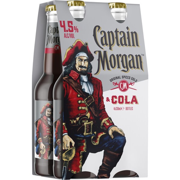 Captain Morgan Original Spiced Gold & Cola Bottles 330mL x 4 pack