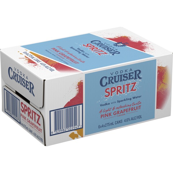Vodka Cruiser Spritz Pink Grapefruit Cans 275ml x24 Case