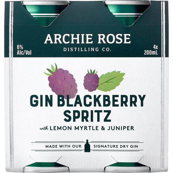 Archie Rose Distilling Co. Blackberry & Lemon Spritz Cans 200ml x4 Pack