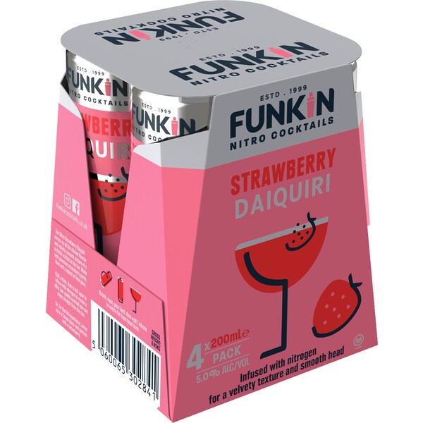 Funkin Nitro Cocktails Strawberry Daiquiri Cans 200ml x4 Pack