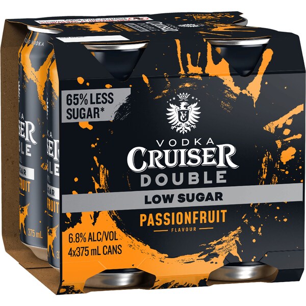 Vodka Cruiser Double Passionfruit Vodka Can 375mL x 4 Pack