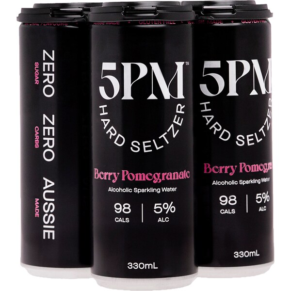 5pm Berry Pomegranate Hard Seltzer Can 330ml x4 Pack