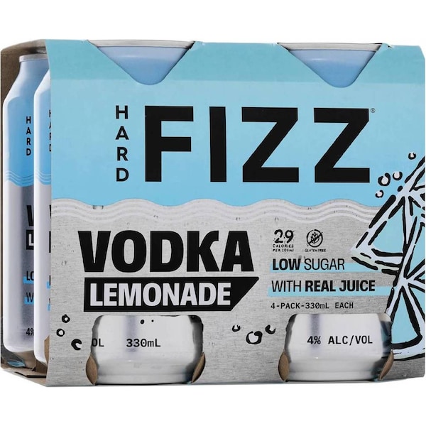 Hard Fizz Vodka Lemonade Cans 330mL x 4 pack