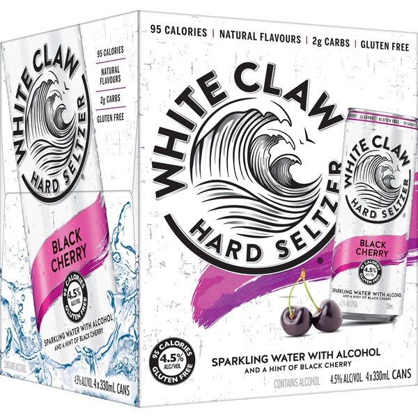 White Claw Black Cherry Seltzer 330mL x 4 pack