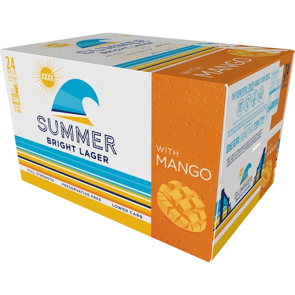 XXXX Summer Bright Mango Bottles 330mL x 24 case