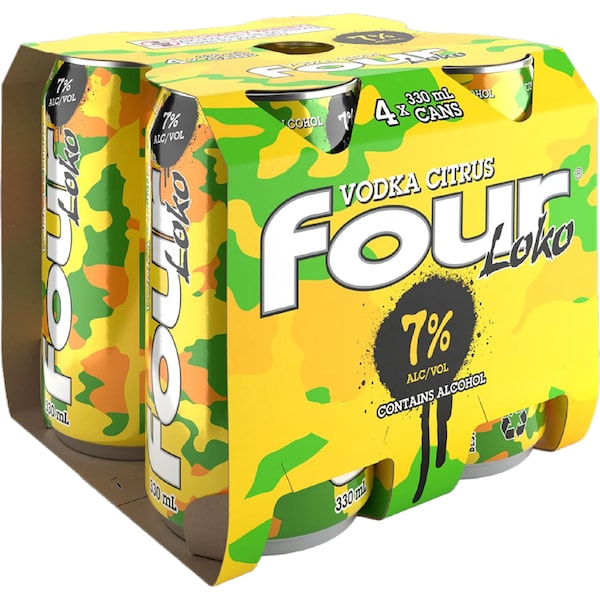 Four Loko Vodka Citrus Cans 330mL x 4 pack