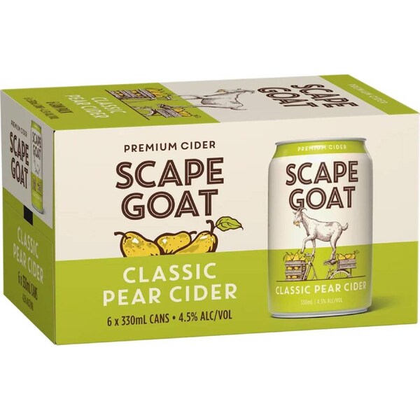 Scape Goat Premium Pear Cider Cans 330mL x 6 pack
