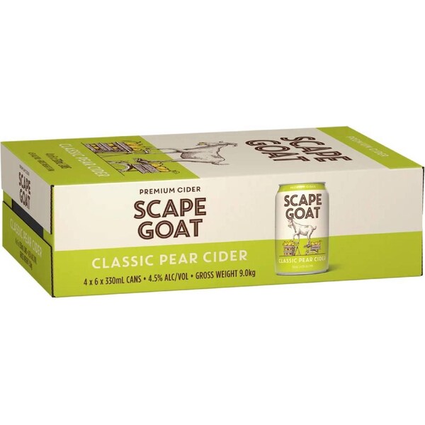 Scape Goat Premium Pear Cider Cans 330mL x 24 pack