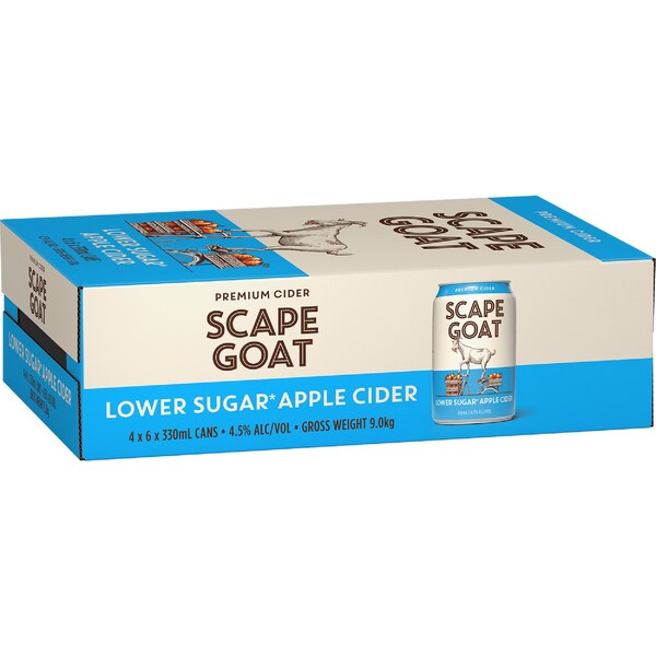 Scape Goat Low Sugar Apple Cider Cans 330mL x 24 pack