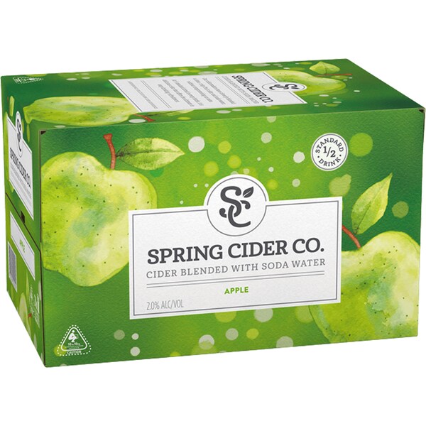 Spring Cider Co. Apple Cider Blended With Soda Carton 330mL x 24 case