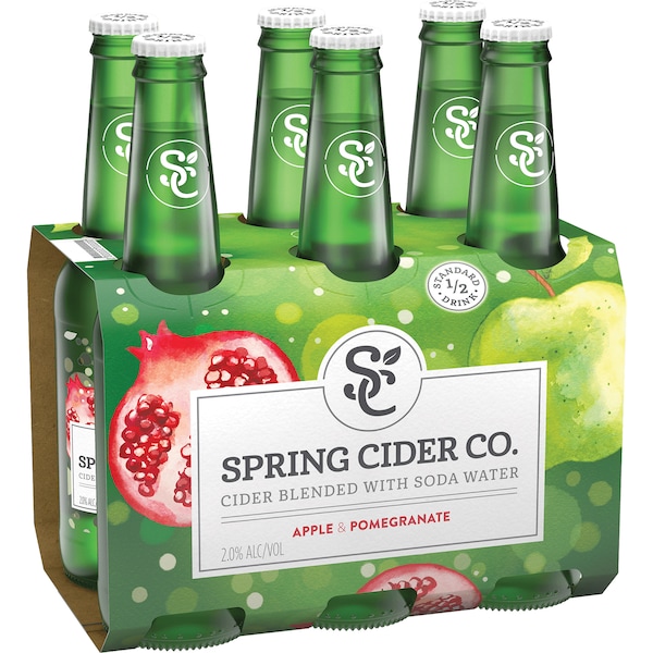 Spring Cider Co. Apple & Pomegranate With Soda Cider Bottles 330mL x 6 pack
