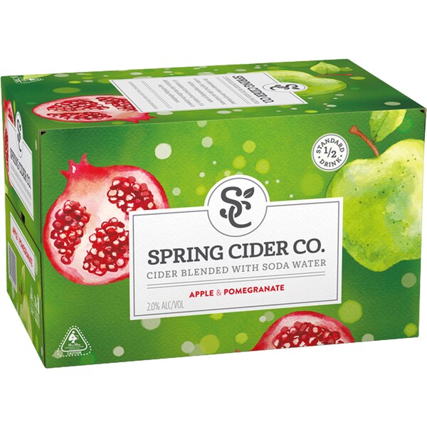 Spring Cider Co. Apple & Pomegranate With Soda Cider Carton 330mL x 24 case