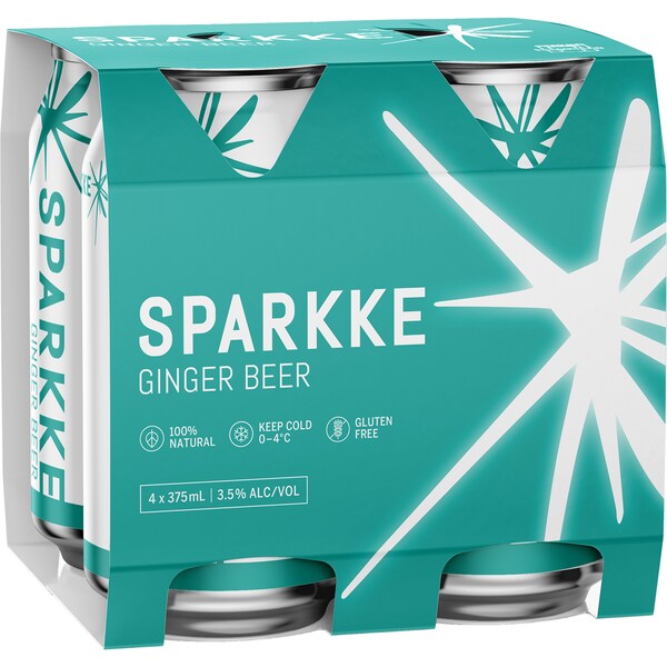 Sparkke Alcoholic Ginger Beer Can 375mL x 4 pack