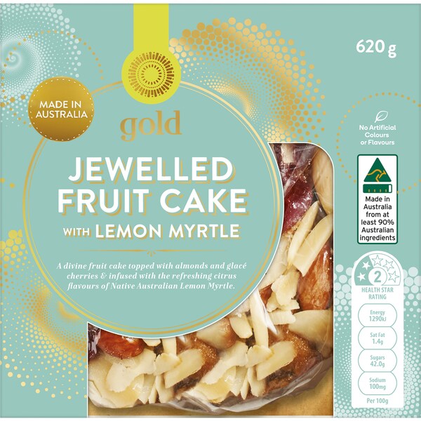 Woolworths Gold Jewelled Fruit Cake With Lemon Myrtle 620g