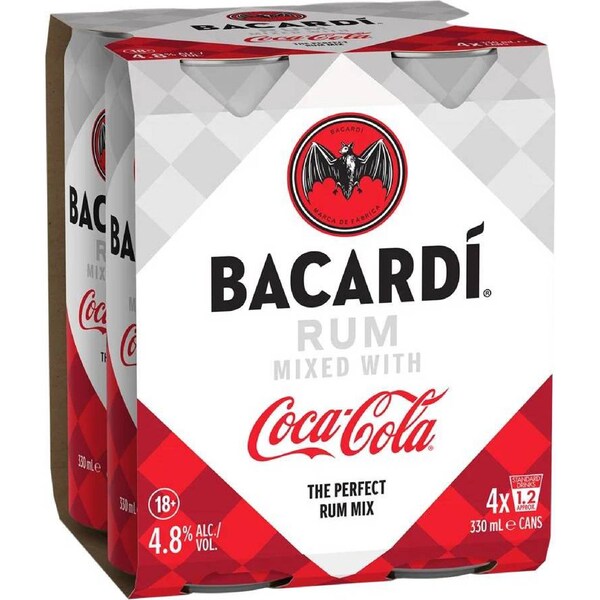 Bacardi & Coca-Cola Blanco Cans 330mL x 4 pack