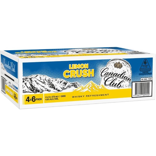 Canadian Club Lemon Crush 4.8% Cans 375mL x 24 pack