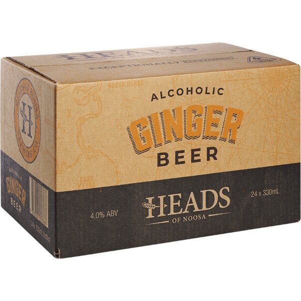 Heads Of Noosa Ginger Beer Bottles 330mL x 24 pack
