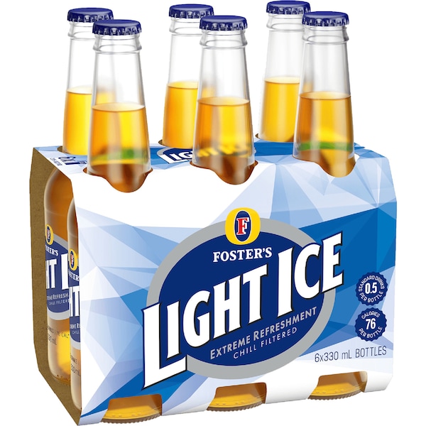 Foster's Light Ice Bottles 330mL x 6 pack