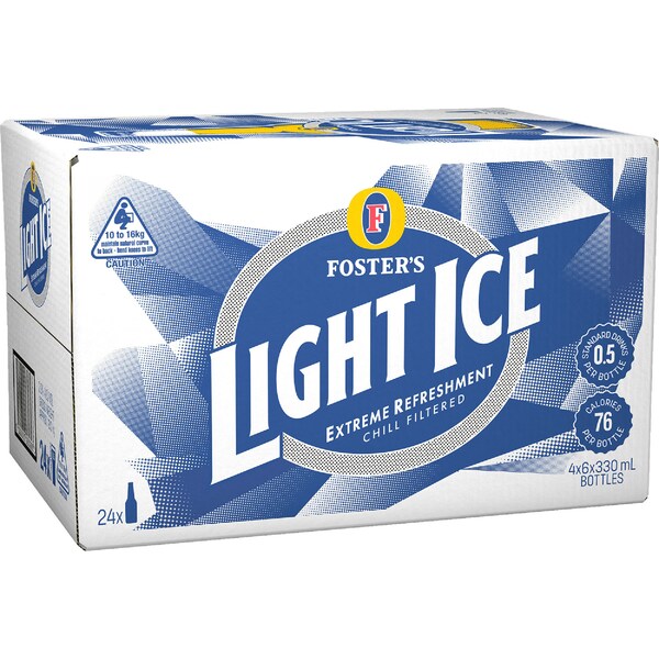 Foster's Light Ice Bottles 330mL x 24 pack