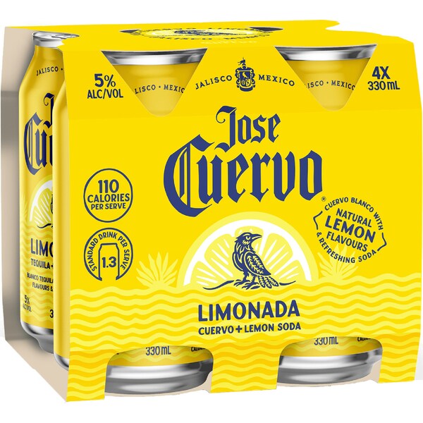 Jose Cuervo Tequila Lemonade Cans 330mL x 4 pack