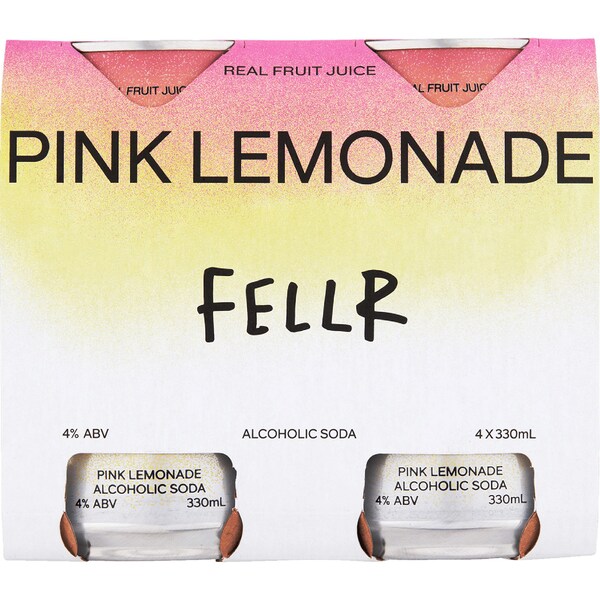 Fellr Alcoholic Soda Pink Lemonade Cans 330mL x 4 pack