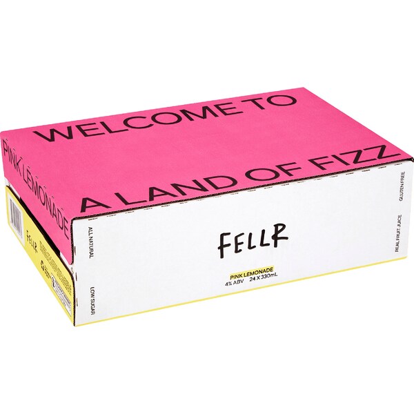 Fellr Alcoholic Soda Pink Lemonade Cans 330mL x 24 pack