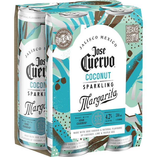 Jose Cuervo Coconut Sparkling Margarita Cans 330mL x 4 pack