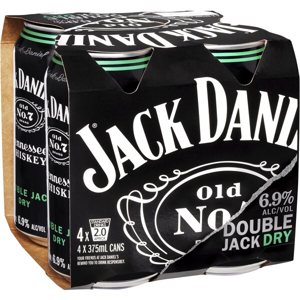 Jack Daniel's Double Jack Dry Can 375mL x 4 pack