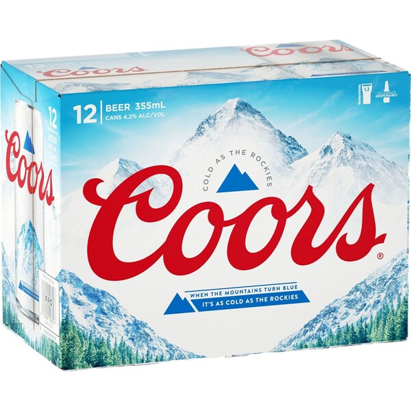 Coors Lager Beer Cans 355ml x 12 Case