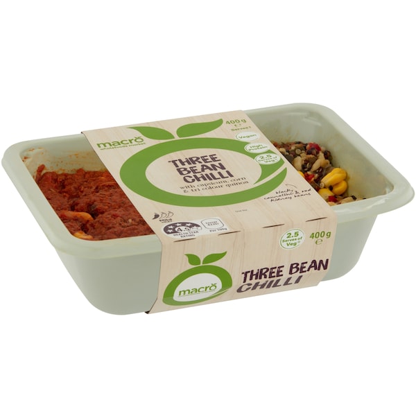 Macro Three Bean Chilli, Capsicum, Corn & Quinoa Chilled Meal 400g