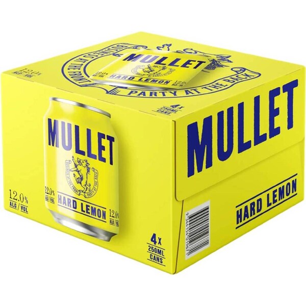 Mullet Hard Lemon Cans 250mL x 4 Pack