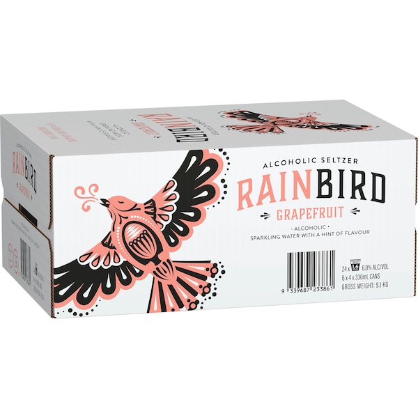 Rainbird Grapefruit Seltzer Cans 330ml x24 Case
