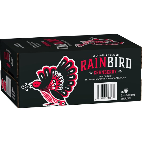 Rainbird Seltzer Cranberry Cans 250mL x 4 pack