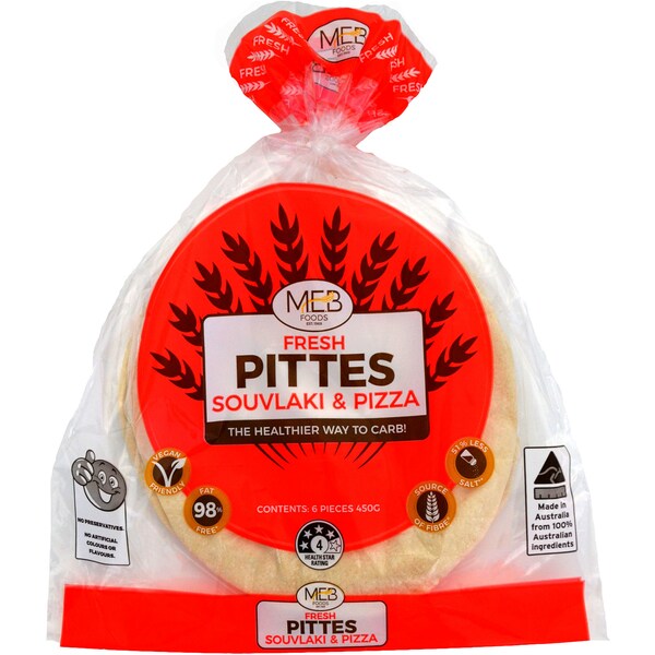 MEB Foods Middle East Pittes Bread Souvlaki & Pizza 450g