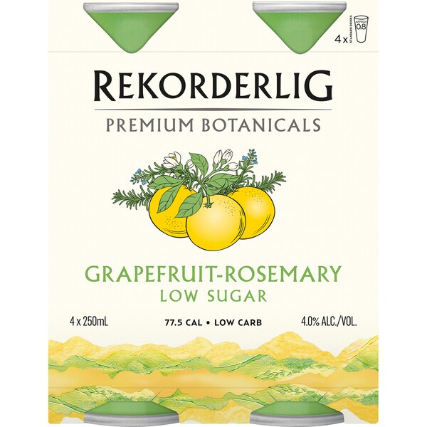 Rekorderlig Botanicals Grapefruit & Rosemary 250mL x 4 pack
