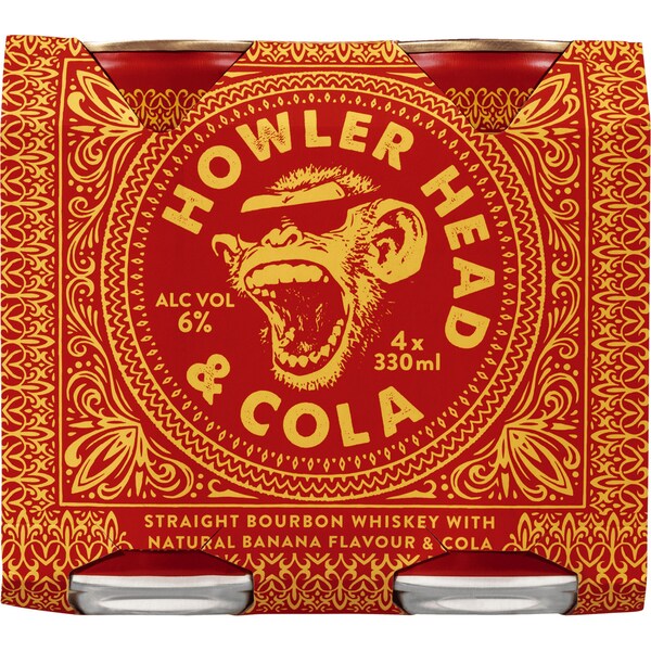 Howler Head Banana Bourbon & Cola Can 330mL x 4 Pack
