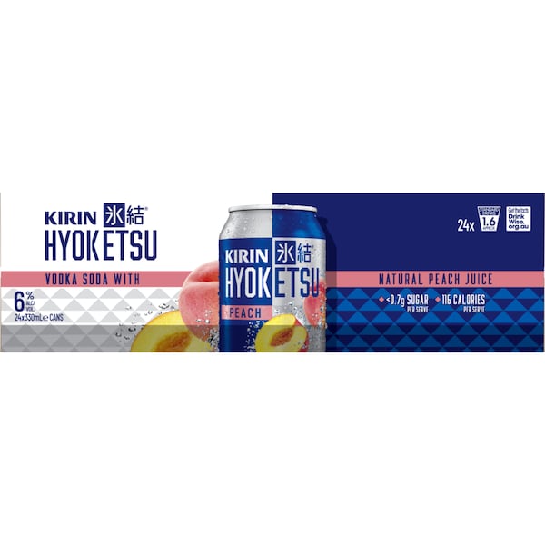 Kirin Hyoketsu Vodka Soda Peach Can 330mL x 24 Case