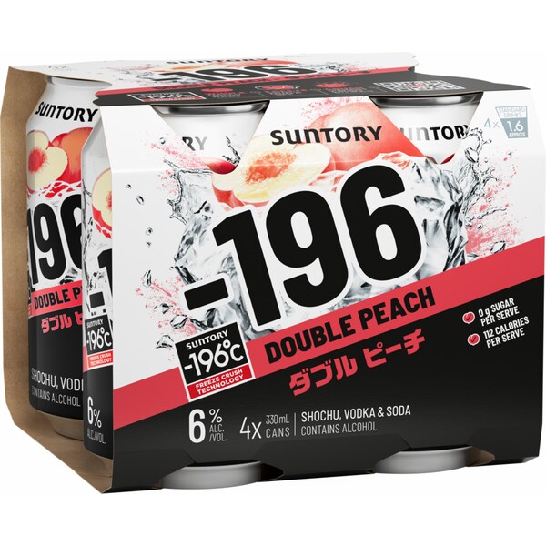 Suntory Double Peach Vodka Can 330ml x 4 Pack