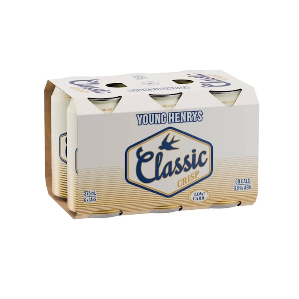 Young Henrys Classic Crisp Mid Can 375mL x 6 Pack