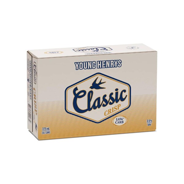 Young Henrys Classic Crisp Mid Can 375mL x 24 Case