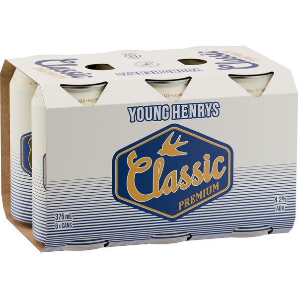 Young Henrys Classic Premium Lager Can 375mL x 24 Case
